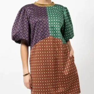 UNCLE FRANK COLOR BLOCK OF PRINTS DRESS